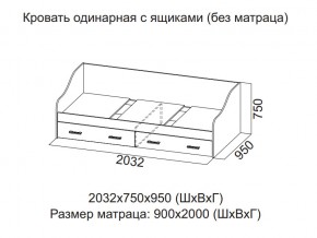 Кровать одинарная с ящиками (Без матраца 0,9*2,0) в Лангепасе - langepas.magazin-mebel74.ru | фото